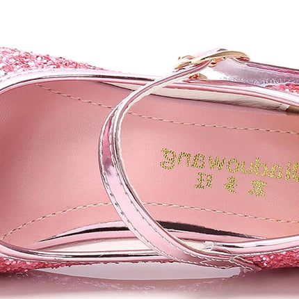Princess Butterfly Leather Shoes Kids Diamond Bowknot High Heel Children Girl Dance Glitter Shoes Fashion Girls Party Dance Shoe