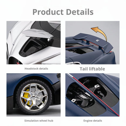Alloy Model Bugatti tourbillon 24 Scale Diecast car Model Toy with Sound &Light Pull Back Boys Gift collectible ornaments