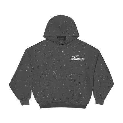 American Harajuku Fashion Letter Printed Pullover Hooded Sweatshirt Fine Glitter Hip-Hop Punk Men Women Fashion Loose Jacket