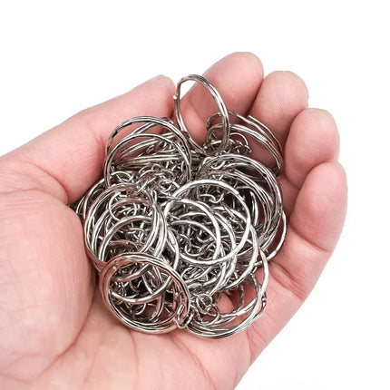 50/100pcs Stainless Steel Metal Blank Keyring Keychain Split Rings DIY Keyfob Keys Ring Lobster Clasp Key Pendant Chains Buckles