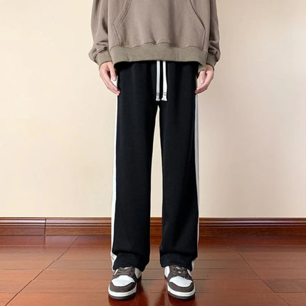 Men's Striped Straight Leg Sweatpants Spring Autumn 2026 New Design Drawstring Casual Sports Joggers for Daily Wear