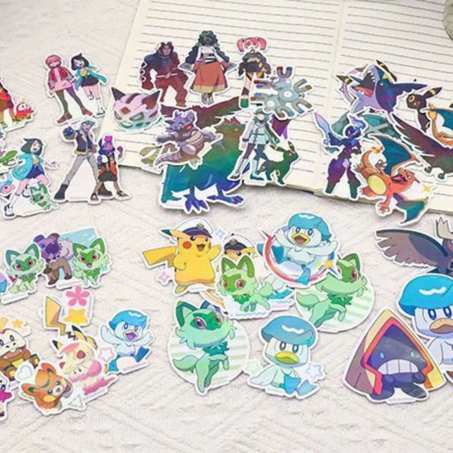 Genuine Pokemon Dazzling Stickers Cartoon Pikachu Toys Decals For Scrapbooks Diary Water Mugs Phones Decor Sticker Girls Gifts