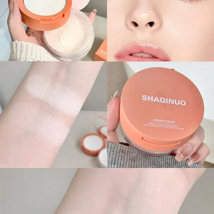 SHAQINUO Dual-Effect Translucent Powder Compact-Pencil+Loose Powder,Instant Skin Smoothing,Brightens&Controls Oil Without Caking