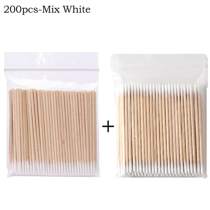 100/200/500Pcs Disposable Wooden Cotton Swabs Double Sided Tip Wood Sticks Glue Removing Makeup Tool Clean Stick Lash Accessorie