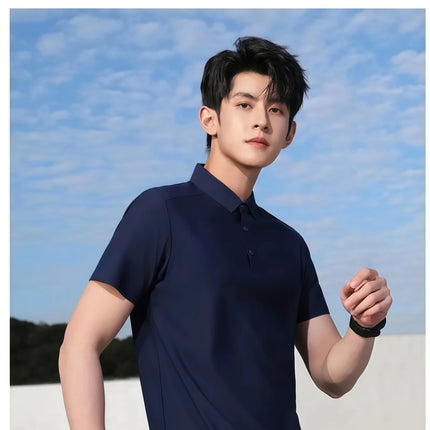 2025 New High End Polo Top for Men Short Sleeve Seamless Glue Pressing Sports Polo Shirt Work Uniform