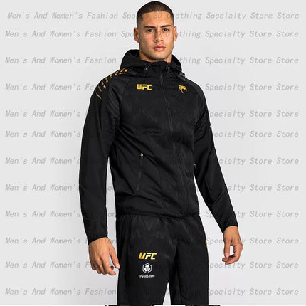 2026 New Men's UFC Zenith Black/Gold Authentic Fighting Night Champion Full Zipper Hoodie 3D Outdoor Extreme Sports Large Top6XL
