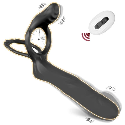 Double Penetration Vibrator for Men with Vibrating Cock Ring Strap on Penis Vagina Massage G Spot Dildo Sex Toys for Couples 18+