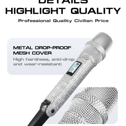Wireless Karaoke Mic SKM9000 Custom Diamond-Encrusted  Microphone For Live Streams  Karaoke Shining Stage Essential
