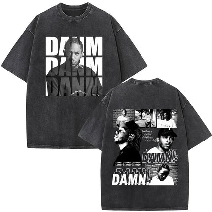 Washed Vintage Rapper Kendrick Lamar Album Merch T-shirts Men's Clothing Hip Hop Retro Oversized T-shirt Fashion Trend Tee Shirt