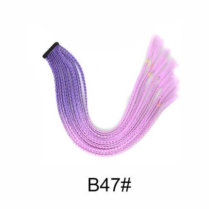 24Inch Synthetic Gradient  Colored Braided Ponytail Hair Extension Elastic Rubber Band Braiding Ponytail for Girl Women