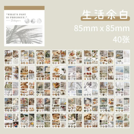 40sheets Retro Paper Sticker Book Diy Diary Planner Decoration Oil Painting Scenery Sticker Album Scrapbooking Kawaii Stationery