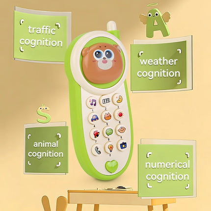 Cute Bear Baby Phone Toy Music Sound Telephone Sleeping Toys Simulation Phone Multifunctional Early Educational Toy with Lights