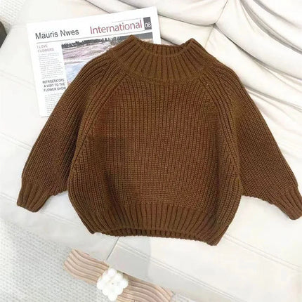 Autumn Winter Children Thicken Knitwear 2-6T Kids Boys Girls Sweater Simplicity Half High Collar Knit Pullover Outwear