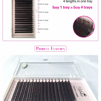 Yelix 16 Rows Dark Brown Premium Natural Individual Eyelashes Extensions Soft Classic Faux Cils Professional Supplies for Lash