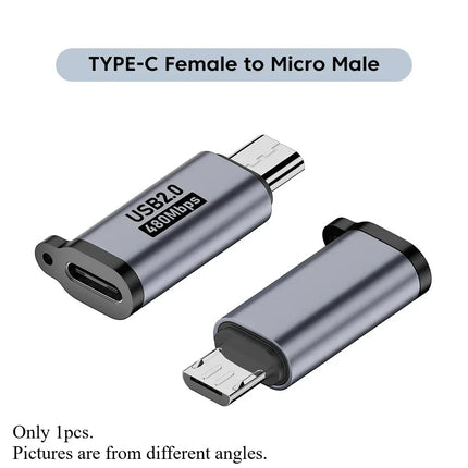 Micro USB To Type C Adapter Mini USB To USB C 480Mbps Fast Data Charging Connector USBC To Lightning Adapter for Iphone