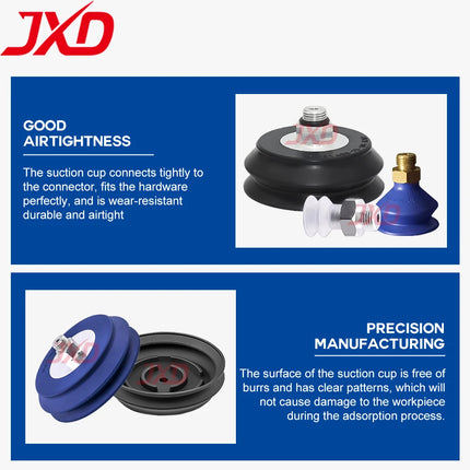 JXD Vacuum Suction Cup for Industrial Manipulator: VASB-30-1/8, Silicone Suction Nozzle VAS-15-1/8, Metal Fitting Suction Cup