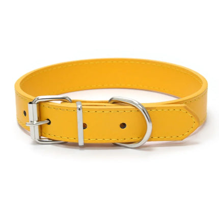 Solid Color Leather Dog Collar Adjustable Cat Necklace Puppy Neck Strap Suitable For Medium And Small Dogs Pet Supplies XS-XL