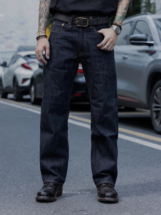 Red Tornado 12.5oz Vintage Selvedge Jeans Rinsed Relaxed Straight Leg One-wash Raw Denim Trousers for Men