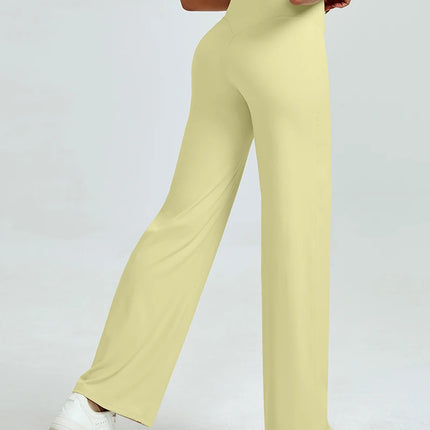 High Waisted Straight Leg Yoga Pants for Women, Naked Feeling Butt Lifting Loose Fit Workout Trousers, Slimming Gym Pants