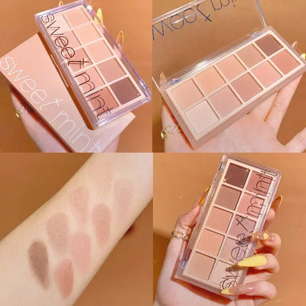 10 Colors Eye Shadow Palette Glitter Pearly Eyeshadow Nude Shiny Long Lasting Waterproof Charming Eyes Make Up Palette Cosmetics