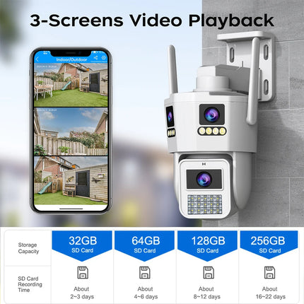 JOOAN 6K 12MP WiFi Outdoor Camera Three Len AI Motion Tracking PTZ  Video Camera Security Protection Waterproof Surveillance