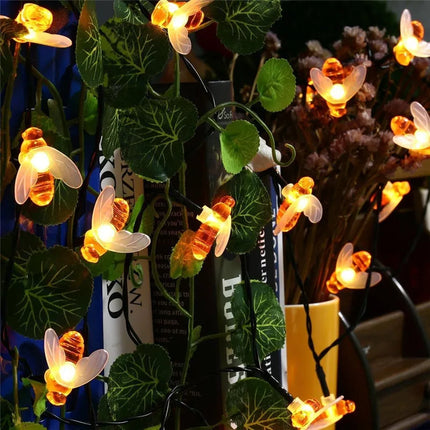 5M/10M Solar Lights String 20/50 Led Honey Bee Shape Solar Powered Fairy Lights For Outdoor Home Garden Fence Summer Decoration