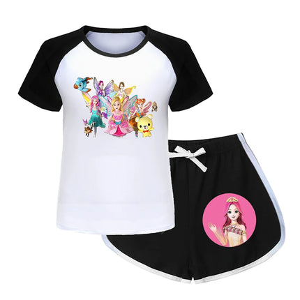 Secret Jouju Blouse Short Sleeve Summer Wear Two-piece Set Summer Suit for Girls Outdoor Clothes for Children Children's Tops