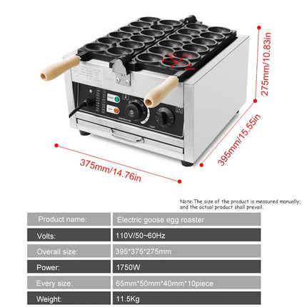 HPH2O 12 Holes Goose Egg Shaped Waffle Machine 1750W Electric Waffle Iron Non-Stick Coating Baking and Dessert egg waffle Makers