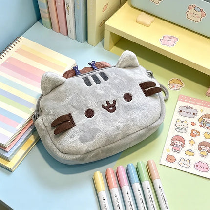 Kawaii Pusheen Pencil Case Cartoon Fat Cat Large Capacity Student Stationery Bag Cosmetic Pouch Travel Storage Bag Gifts