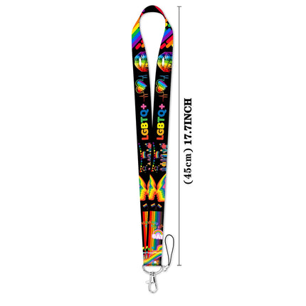 Rainbow Pride Credential Holder Heart Lanyards for Key Neck Strap For Card Badge Gym Keychain Keyring Accessories Gifts
