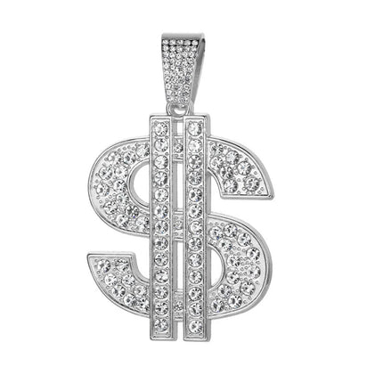 Fashion Hip Hop Dollar Pendant Necklace with 13mm Cuban Chain US Dollar Money Sign Necklaces Rap Rock Punk Jewelry For Man Gift