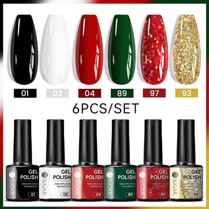 UR SUGAR 7ml All Season Gel Nail Polish Set Nude Pink Red Glitter Semi Permanent UV Gel Kits All For Manicure Soak Off Vernis