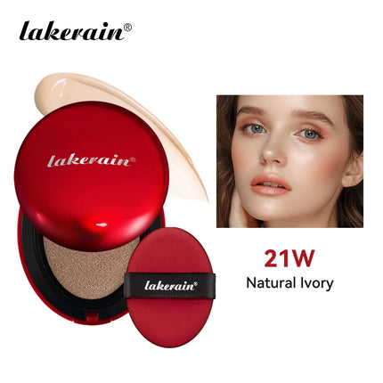 LAKERAIN 12 Color Red Shell Air Cushion Foundation Natural Coverage Lightweight Breathable Air Cushion Foundation