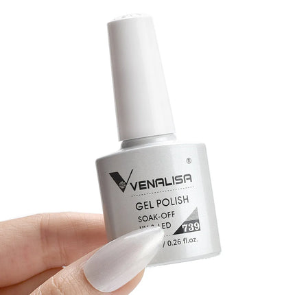 #758 Milky White Venalisa Nail Gel Polish Pearl Color Fall Nails TPO Free Long Wear Diamond Top Soak Off UV LED Gel Nail 7.5ml