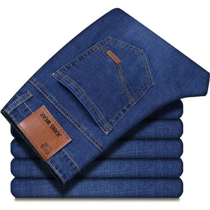 Men  Comfortable Soft Business Fashion Straight Casual Denim Trousers Male Brand Clothing Light Luxury Stretch Slim Fit Pants