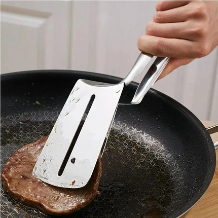 Locking BBQ Tool Set: Stainless Steel Grilling Tongs & Spatula – Heat Resistant Flipper for Fish, Steak, Burgers & Baking, Dishw