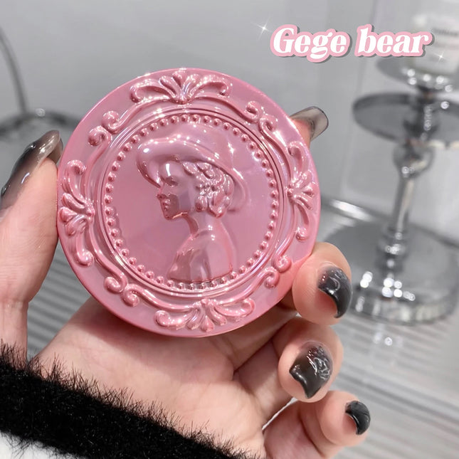 3D Embossed Girl's Blush Press Powder Nude Natural Matte Orange Brown Face Check Contouring Blusher Rouge Makeup Blush Palette