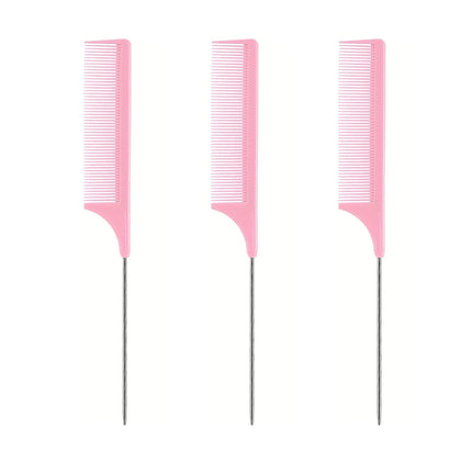Professional Hair Tail Combs Stainless Steel Salon Cut Styling Comb Spiked Hair Care Styling Tools Barber Accessories Fine Teeth