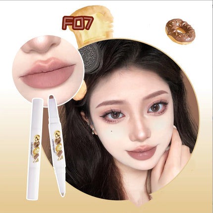 LEEMEMBER Lip Liner Bear Bakery Collection Lipstick Pencil Natural Coverage And Change Lip Color Double-Ended Lip Makeup