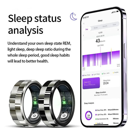 Smart Ring Luxury Fashion Finger Ring Men 5ATM Waterproof Support Swimming Health Tracker Heart Rate Blood Oxygen Monitoring New