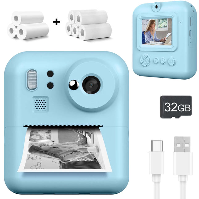 Kids Camera Instant Print Photo, Portable Thermal Printing Camera Toy with HD Digital Video, for 3-12 Years Old Boys Girls