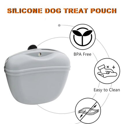 Silicone Dog Treat Pouch-Small Training Bag-Portable Dog Treat Bag for Leash with Magnetic Closure and Waist Clip airtight seale