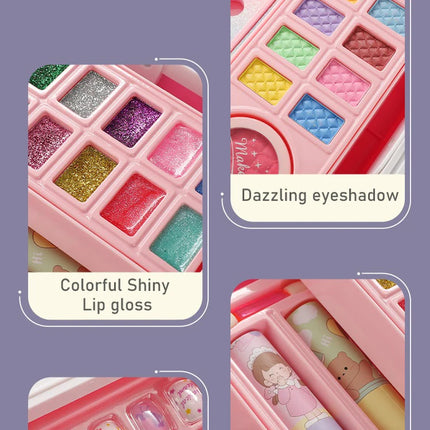 Kids Makeup Kit for Little Girls 49 Pcs Washable Makeup Kit Kids Real Girls Makeup Kit with Cosmetic Case ，Birthday Gifts