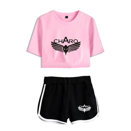 Fashion Youthful Rap Group PNL Print Two Piece Set Women Sexy Shorts+lovely T-shirt Cute Dew navel Sport Girl suits