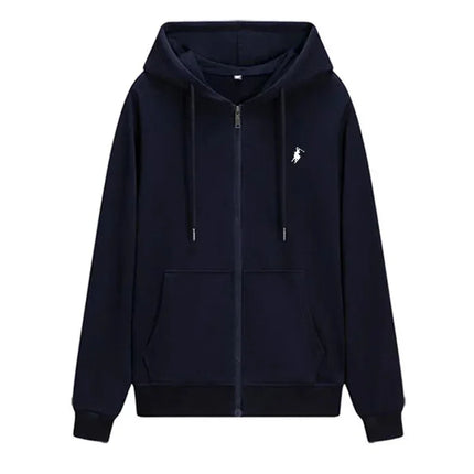 2025 Men's Knit Hoodies New Autumn Winter Casual Zipper Sweatshirts Fashionable Outdoor Jogging Fitness Warm Sportswear