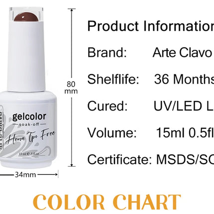 Arte Clavo Red Brown Gel Nail Polish 15ml Autumn Series Base Top Coat Soak Off UV Gel Semi Permanent Varnishes Design Nail Art