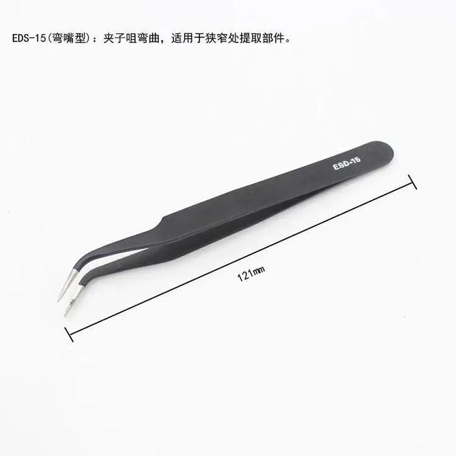 Stainless Steel Tweezers Anti Static Fine Pointed Elbow Precision Tweezers Soldering Tools Industrial Tweezers DIY Tool