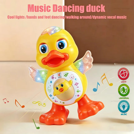 Electric Dancing Duck Toy Musical Walking Swing Duck with Flashing Lights Interactive Early Educational Toys for Kids Boys Girls