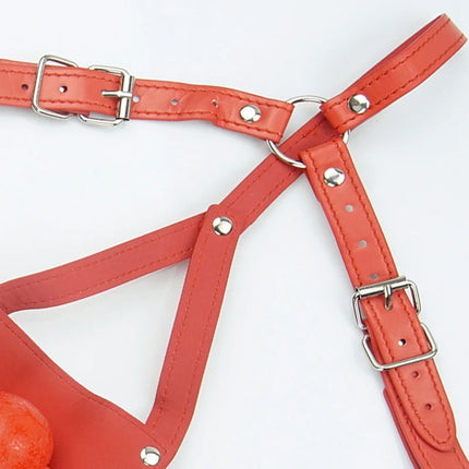 BDSM Leather Ball Gag Silicone, Slave Head Harness Muzzle Bondage Gear,Sex Toys For Couples,Adult Games