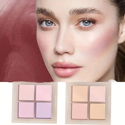 Four Color Peach Cream Blush Palette Nude Apricot Cheek Contour Brightening Makeup Blusher Rouge Cheek Tint for Cosmetics